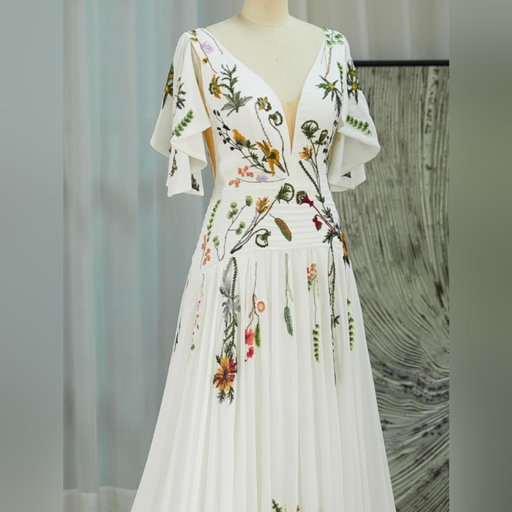 Floral Embroidered Wedding Dress